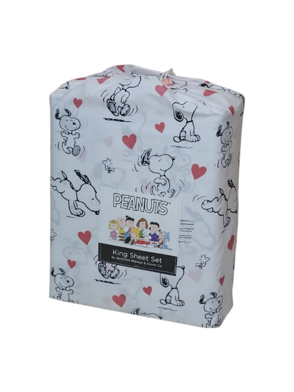 Peanuts King Sheet Set By Berkshire Snoopy & Hearts Pattern Valentines Day